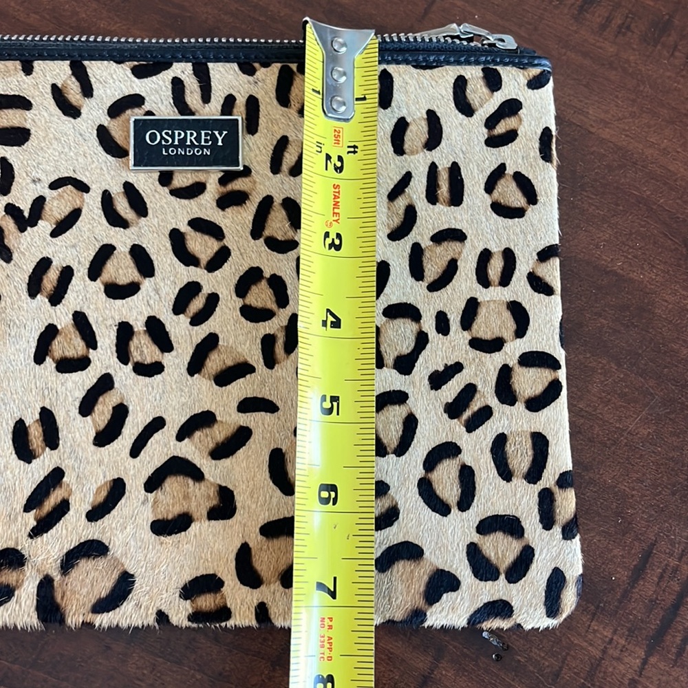 Osprey London calf hair leopard black leather pouch clutch bag NWOT - Picture 6 of 7